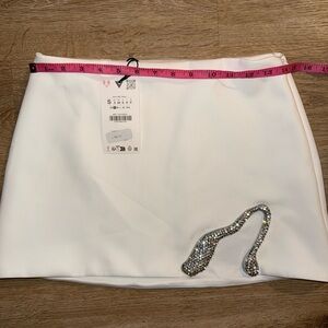 Zara white mini skirt size small rhinestone detail side